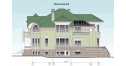 Проект узкого двухэтажного дома из кирпича в стиле барокко с цокольным этажом, сауной и двухместным гаражом - LK-148